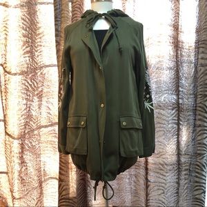 Women olive green thin coat
